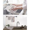 thumbnail image 5 of Boho Leaf Kitchen Dish Towels for Drying Dishes Set of 2, Orange Red Spring Farmhouse Pastoral Tribal Waffle Weave Microfiber Hand Tea Bathroom Towels Quick Dry & Absorbent Towel 12x12, 5 of 7