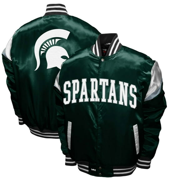 Men's Franchise Club Green Michigan State Spartans Power Satin Full-Snap Jacket