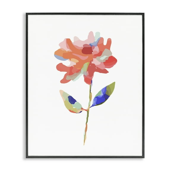 Stupell Industries Mosaic Flower Blossom Plants & Flowers Painting Black Framed Art Print Wall Art, 11 x 14