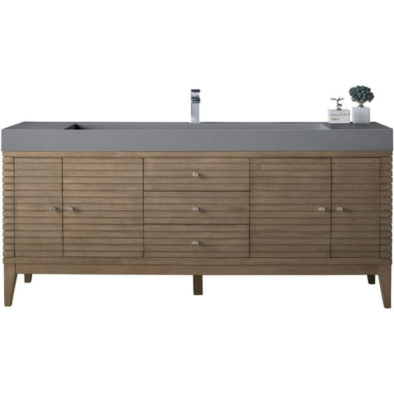James Martin Vanities 210-V72s-Dgg Linear 72" Single Basin Poplar Wood Vanity Set - Wood