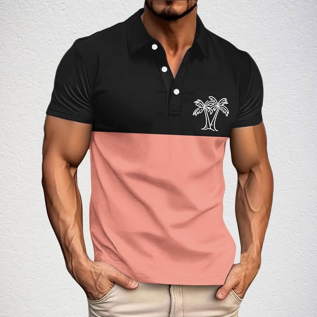 Styesk T-Shirts pour Hommes Mode Décontractée Chemise à Manches Courtes Imprimée Athlétique avec Col