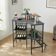 thumbnail image 3 of VECELO Home Bar Unit for Liquor, 3 Tier L-Shaped Bar Cabinet with Storage and Footrest, Corner Bar Table with Wine Rack for Home/Kitchen/Pub, Charcoal Gray, 3 of 9