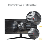 ASUS TUF 34 Inch Curved Gaming Monitor - WQHD (3440x1440), 165Hz, 1ms, Extreme Low Motion Blur, FreeSync Premium, Eye Care, Height Adjustable, DisplayHDR 400, DisplayPort, HDMI, USB - VG34VQL1B