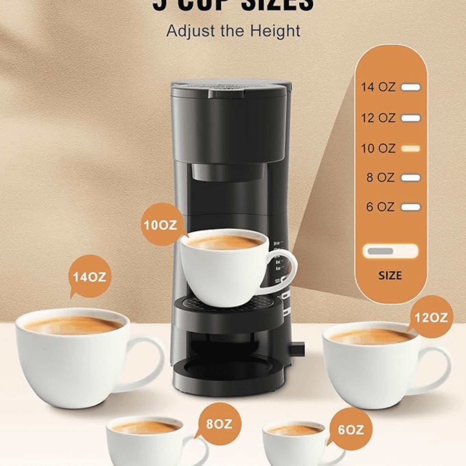 Single Serve Coffee Maker for K Cup & Ground Coffee with Milk Frother, 6 to 14 Oz Brew Sizes, Auto-Off Coffee Machine with Water Reservoir