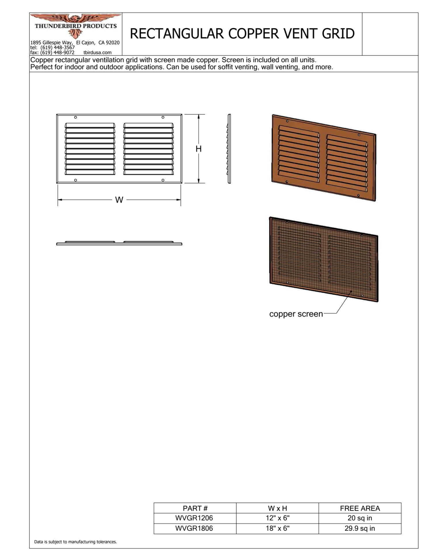 Rectangular Ventilation Grid with Screen Vent Size: 5.875" x 11.125"