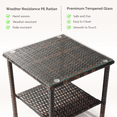 thumbnail image 4 of Tcbosik Outdoor Rattan Side Table with Glass Top & Storage Shelf, 2-Layer End Table for Patio, Garden, Porch, Easy Assembly, Brown, 4 of 8