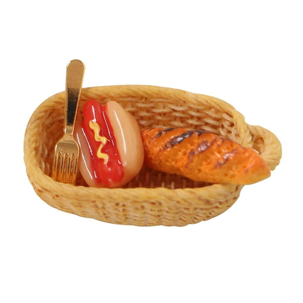 Doll House Basket,Doll house Basket Decor food,Dollhouse Miniature Decoration Gift Accessories,1/12 Simulation Bread Food Storage Basket Model,Miniature Doll House Decor Miniature Food