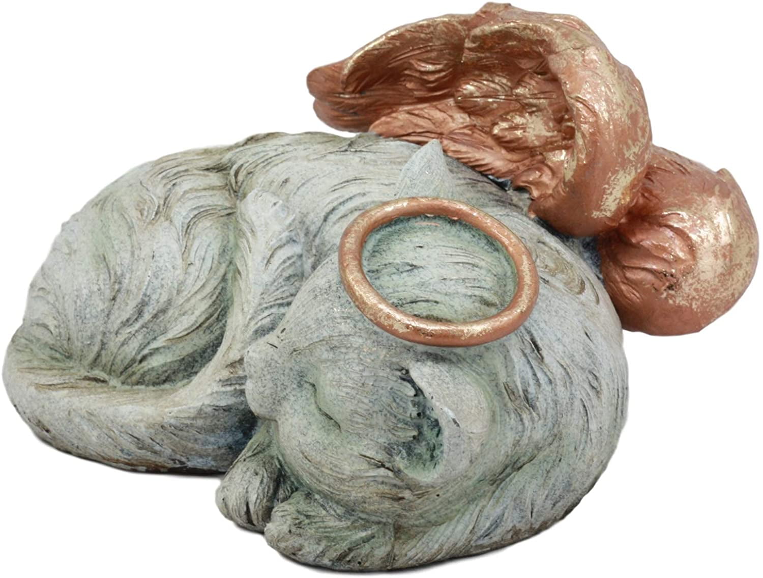 Pet Memorial Angel Cat Sleeping Cremation Urn Statue Bottom Load 30 Cubic Inch