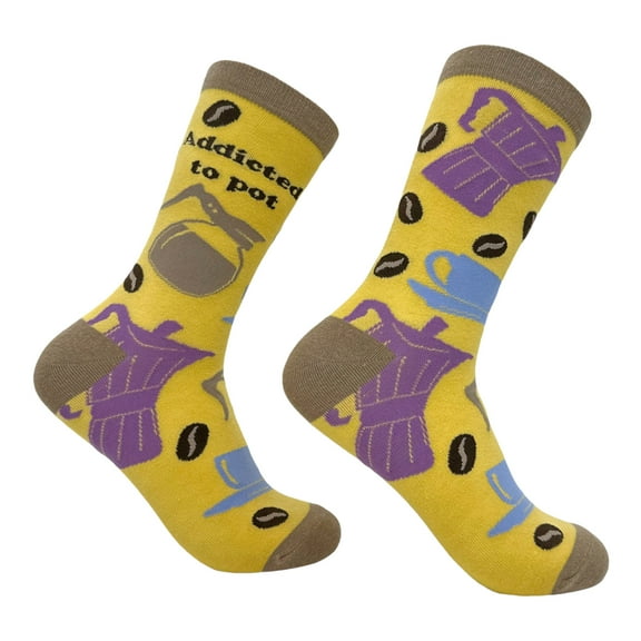 Women's Addicted to Pot Socks Funny Coffee Bean Caffeine Lovers Footwear