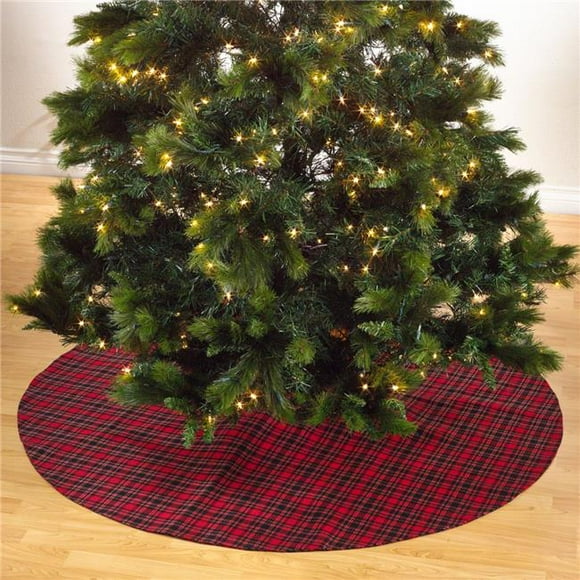 SARO 56 in. Plaid Design Holiday Decor Red