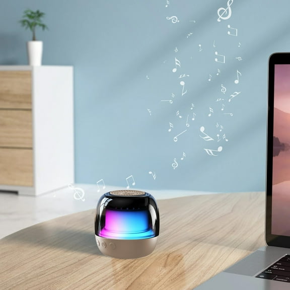 Gyroscope RGB Bluetooth Speaker, Portable Subwoofer, 1000mAh Battery, Ambient Light Sync, Outdoor Bass Boost, 5.3 Wireless Connectivity, Water-Resistant, Camping/Travel