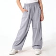 thumbnail image 2 of HAPIMO Girls Kids Ruched Wide Leg Pants Elastic Waist Soft Trousers for Casual Fashion Gray 4 Years, 2 of 9