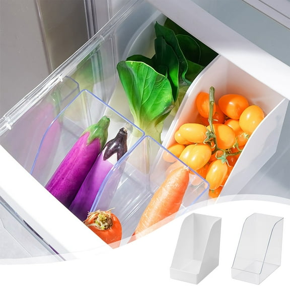 Plastic Slanted Storage Organizer Bin for Countertop, Pantry, Refrigerator, or Bathroom – Compact Clear & White Space Saving Bin for Condiments, Snacks, Toiletries, 6.1 x 5.9 x 3.5 in