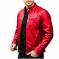 thumbnail image 2 of JOANKDMI Leather Jacket Men Moto Jacket Vintage Motorcycle Biker Coat Stand Collar Full Zip Casual Slim Fit PU Outerwear with Zipper Pockets for Fall Spring, 2 of 9