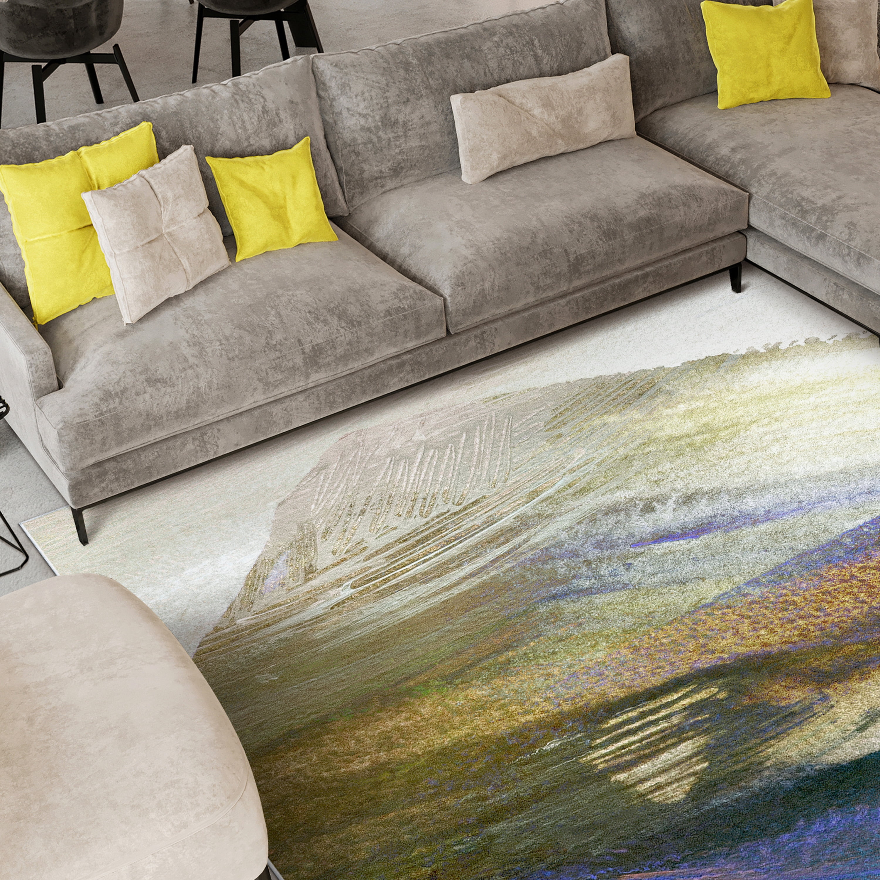 Norwegian Wood II Washable Abstract Art Area Rug size 8'x10', Power-loomed, Heavenly Softness with Non-Slipping Backing