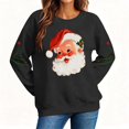 thumbnail image 4 of Women's Christmas Santa Print Sweatshirt, X-mas Party Holiday Crewneck Long Sleeve Fleece Lined Relaxed Tops, S-XXL, 4 of 7