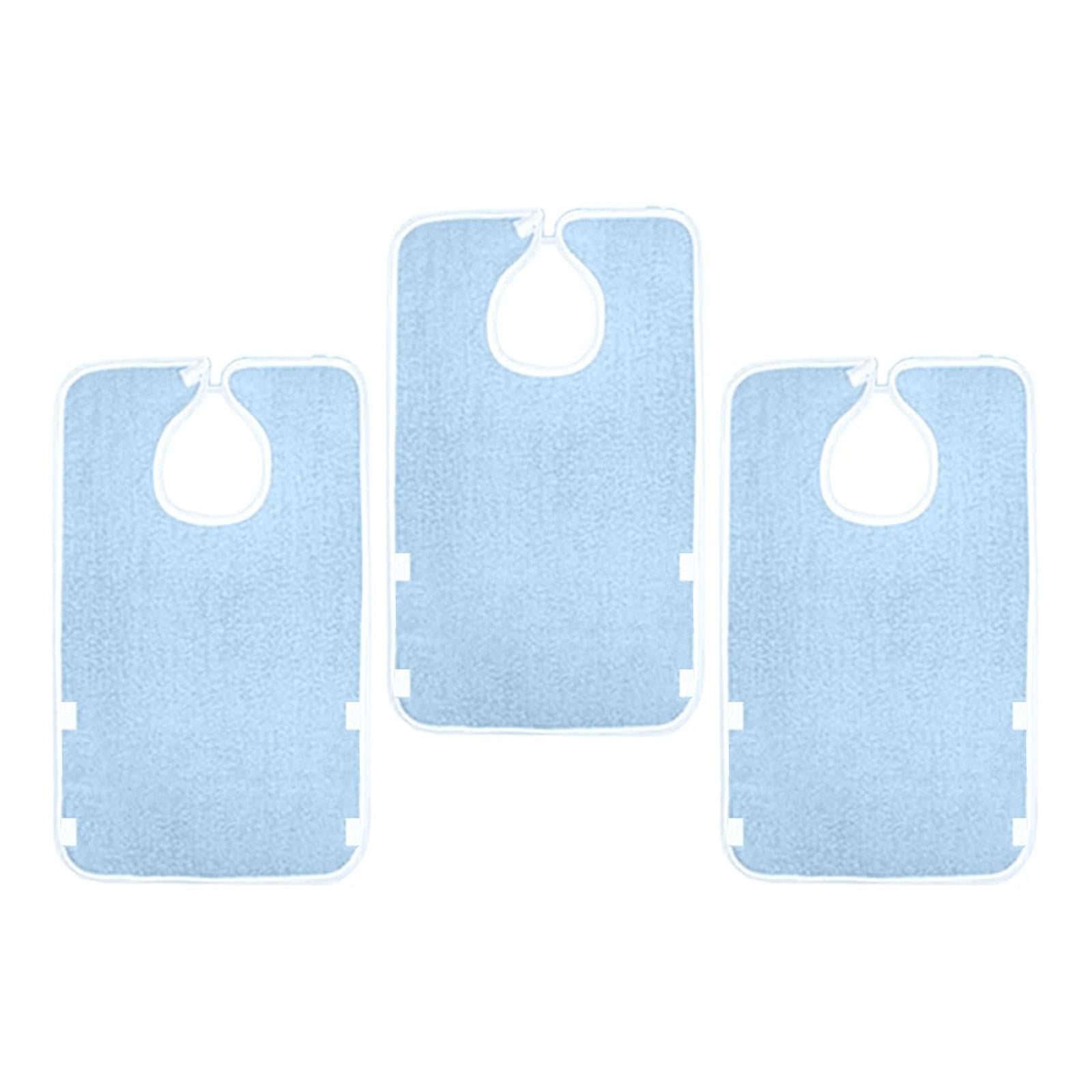 Wswqop 3 Pieces Adult Bibs for Eating Machine Washable Comfortable Creative Large Adult blue waterproof