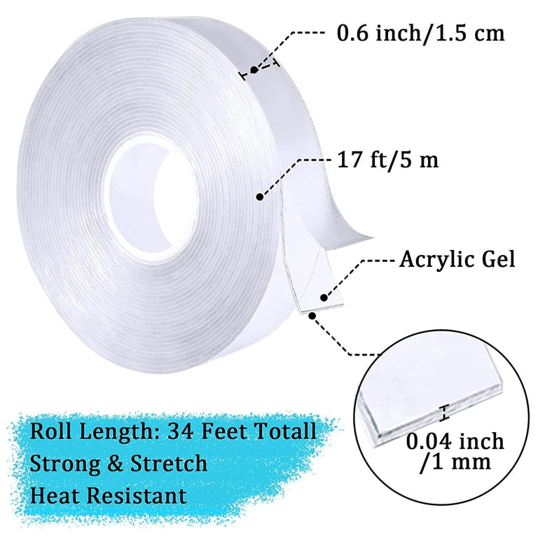 Clear Double Sided Wall Tape Picture Hanging Tape Multipurpose Mounting  Tape Heavy Duty Removable Gel Grip Tape Adhesive Washable Traceless Sticky