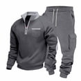 thumbnail image 6 of RYDCOT Men's Polo Sweatsuit Sets 1/4 Zip Fashion Casual Tracksuits Jogging Long Sleeve Polo Suit for Men Fleece Lined 2 Piece Set Dark Gray, 6 of 9