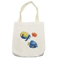thumbnail image 1 of Fish Tote Bag, Tropical Aquarium Life Discus Fish and Goldfish in Different Patterns, Cloth Linen Reusable Bag for Shopping Books Beach and More, 16.5" X 14", Cream, by Ambesonne, 1 of 2