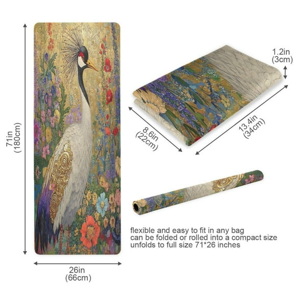 BZSMCE Yoga Mat Women Crane in Floral Setting Fitness Mat