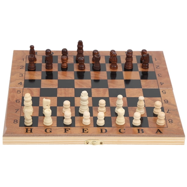 Caja de madera Tablero de ajedrez Damas 3 en 1 Tablero de ajedrez con pieza de ajedrez
