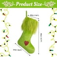 thumbnail image 2 of Christmas Green Hanging Faux Fur Stockings Treat Bag Candy Pouch Holder for Xmas Tree Holiday Party Supplies, 2 of 6