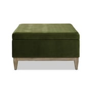 Knox 35 Square Storage Cocktail Ottoman Olive Green Performance Velvet