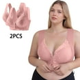 thumbnail image 2 of OWUUcdse Womens Wireless Front Closure Bras, Stretchy Seamless Lightweight 2PC Women's Bralette Pink Size 42, 2 of 4