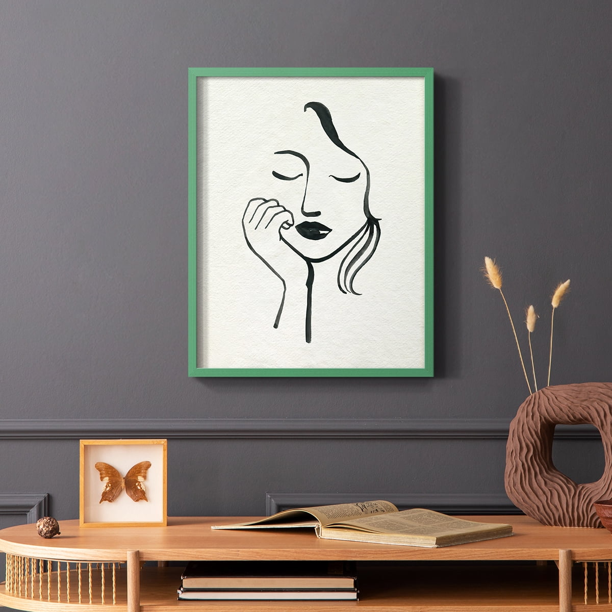 Day Dreamer I Framed Print in Green Solid Wood Framed Print No Nail Hanging