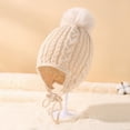 thumbnail image 6 of KONDYS Children's Hat Solid Color Twist Baby Autumn Winter Warm Knit Hat Single Ball Ear Protection Children's Wool Hat Cute Lightweight Babys Caps, 6 of 6