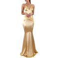 thumbnail image 2 of POINTERTECK Robe de Soirée pour Femmes à Bretelles Spaghetti, Décolleté en V Profond, Couleur Unie, Dos Nu, Queue de Poisson, 2 of 11
