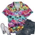 thumbnail image 7 of MOUSYA Women Hawaiian Shirt Soft Cool Summer Hawaii Tshirts Beach Tropic Print V Neck Button up Tops Floral Short Sleeve Tops, 7 of 7