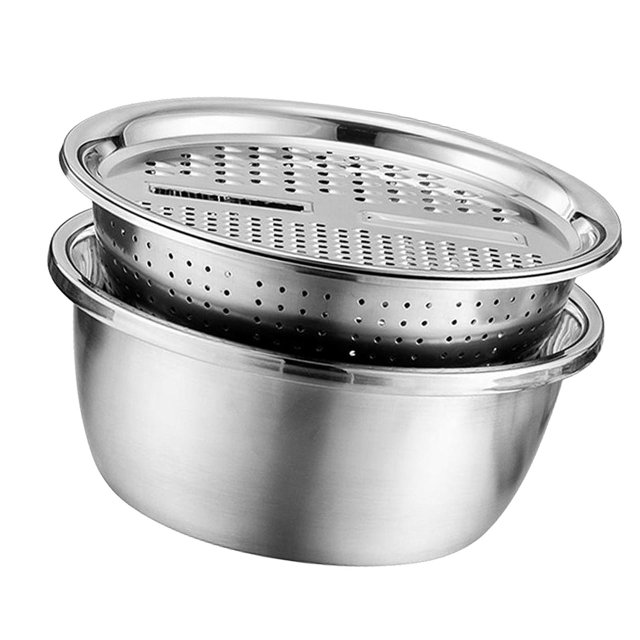 cuencos de mezcla de acero inoxidable Colador De Acero Inoxidable Para Cocina, Colador, Rallador, Ensalada, Cuenco, Colador, 28 Cm Los 28cm Fanmusic cuencos de mezcla de acero inoxidable
