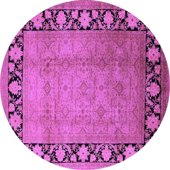 Ahgly Company Indoor Round Oriental Purple Industrial Area Rugs, 5' Round