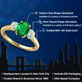thumbnail image 2 of Gem Stone King 10K Yellow Gold Green Nano Emerald and Simulated White Opal Engagement Ring for Women | 1.25 Cttw | Oval 8X6MM | Gemstone May Birthstone | Size 6, 2 of 6