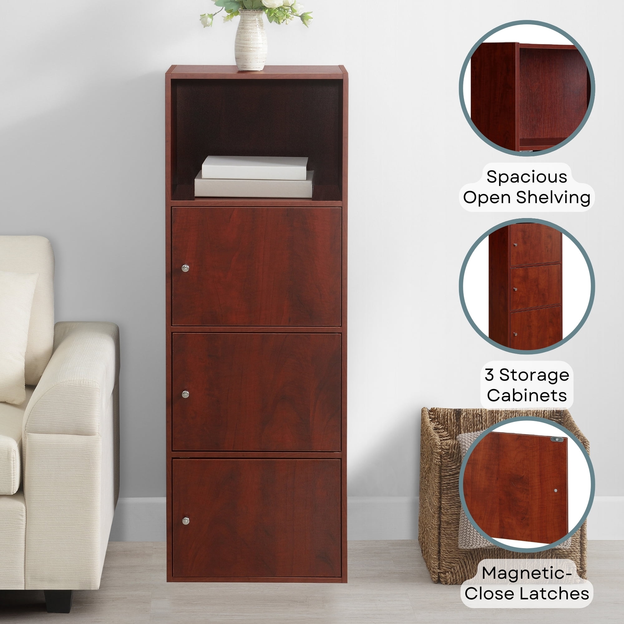 Convenience Concepts Xtra Storage Three-Door Bookcase - Walmart.com