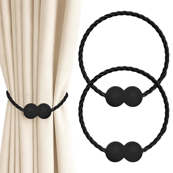 Magnetic Curtain Tiebacks Black 2pcs, Curtain Tiebacks Buckles Holdbacks Holders Hooks Clip for Home Outdoor Bedroom Office Decorative Curtain