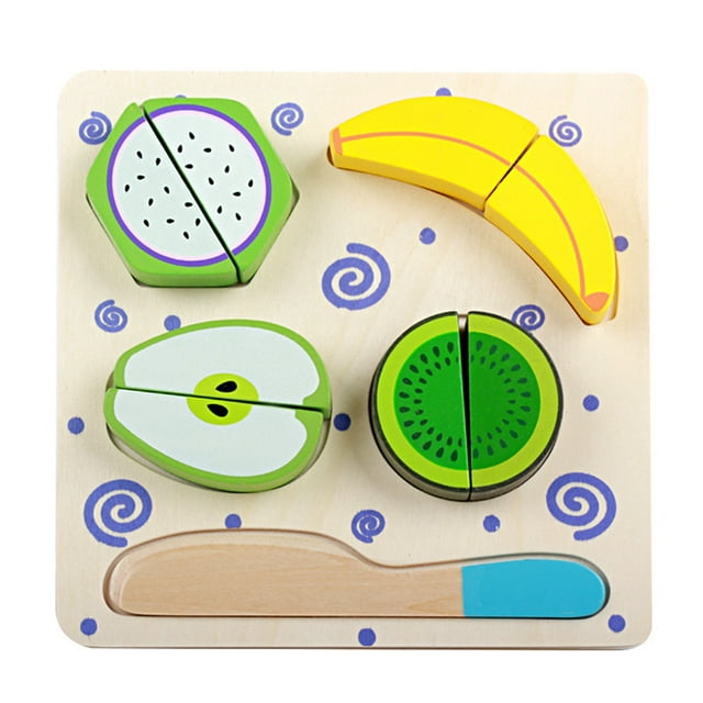 Woode Cut Toy Frutas Verduras Postre Niños Cocina Juguete Alimentos Pretend Play Puzzle Educativo Niños seitruly WJ4043-01B