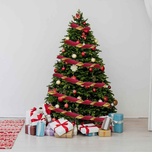 DPTALR Christmas Ribbon 6.3CM Wide Ribbon Christmas Tree Decoration Ribbon Christmas Decoration