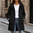 thumbnail image 2 of Ghalytn Women's Mid Length Hooded Rain Jacket with Adjustable Cuffs, Drawstring Waist Zip Up Windproof Coat Side Pockets, 2 of 9