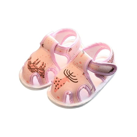 

UKAP Newborn Shoes Cartoon Sneakers First Walkers Crib Shoe Comfortable Flats Baby Soft Sole Cute Pink Deer 2# 9-12 months