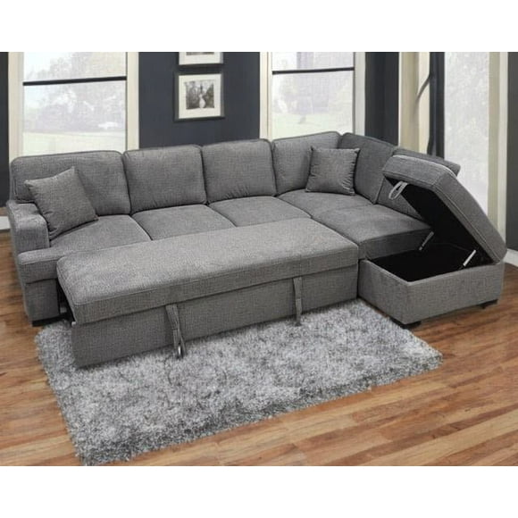 Maldon - Modern Sofa Bed Sectional With Storage Compartment & Toss Pillows