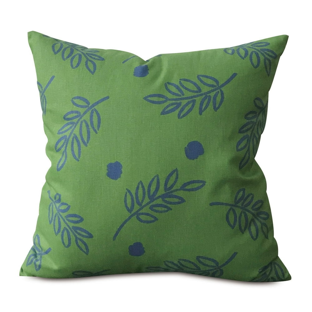 Green and Blue Botanical Throw Pillow Cover 22"x22"