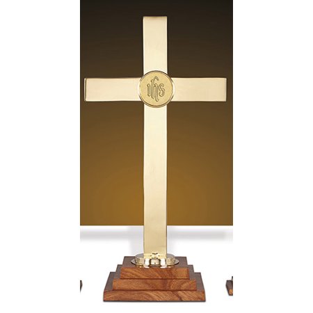 Ihs Cross - BrassWood Altar Cross 24 W IHS Emblem