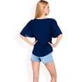 thumbnail image 5 of Women's V-Neck Blouse with Pleated Chiffon Flutter Sleeves- Navy,Large, 5 of 7