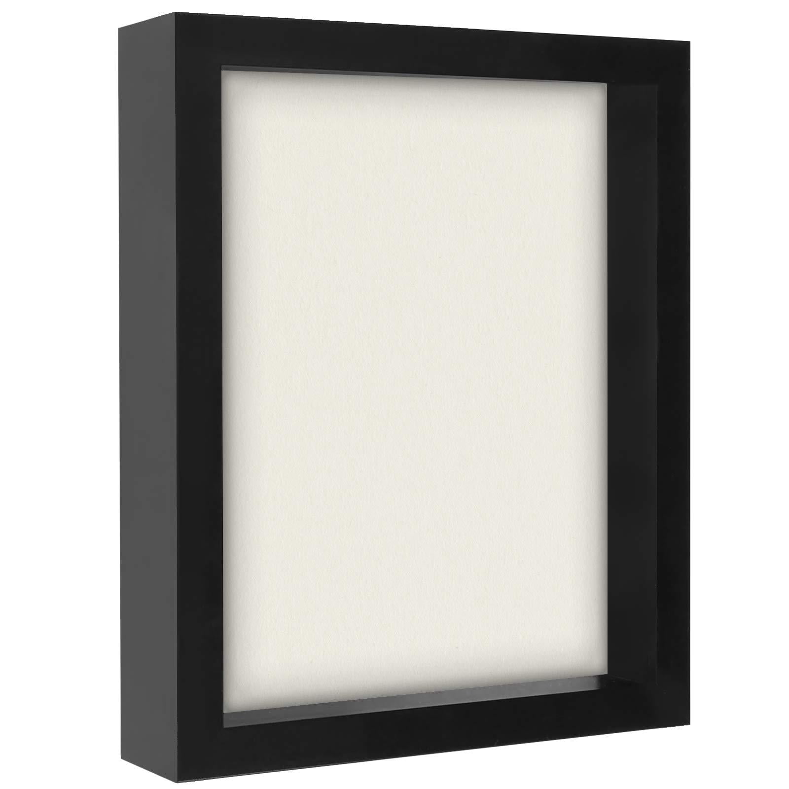 Americanflat 8.5x11 Black Shadow Box Frame with Soft Linen BackShatter-Res... 