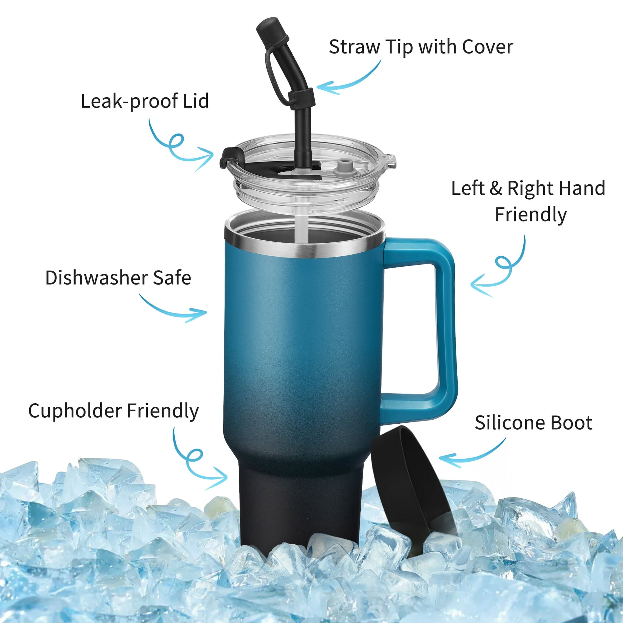 40oz Water Bottle,Insulated Tumbler with Lid and Straw,Keep Cold 34-Hrs & Hot 10-Hrs Travel Coffee Mug,Water Jug Gifts for Women Men