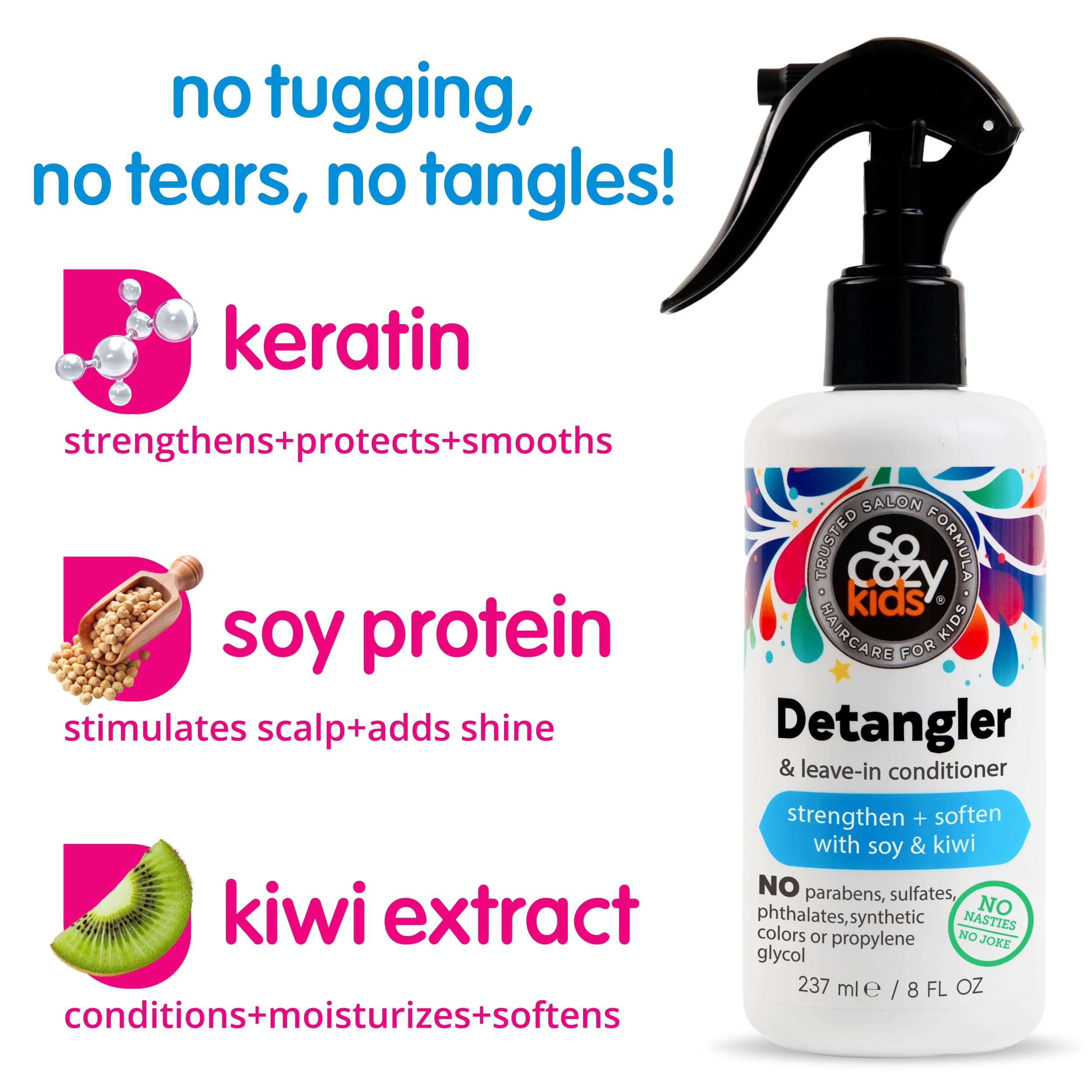SoCozy Kid's Detangler & Leave-in Conditioner with Soy & Kiwi, for