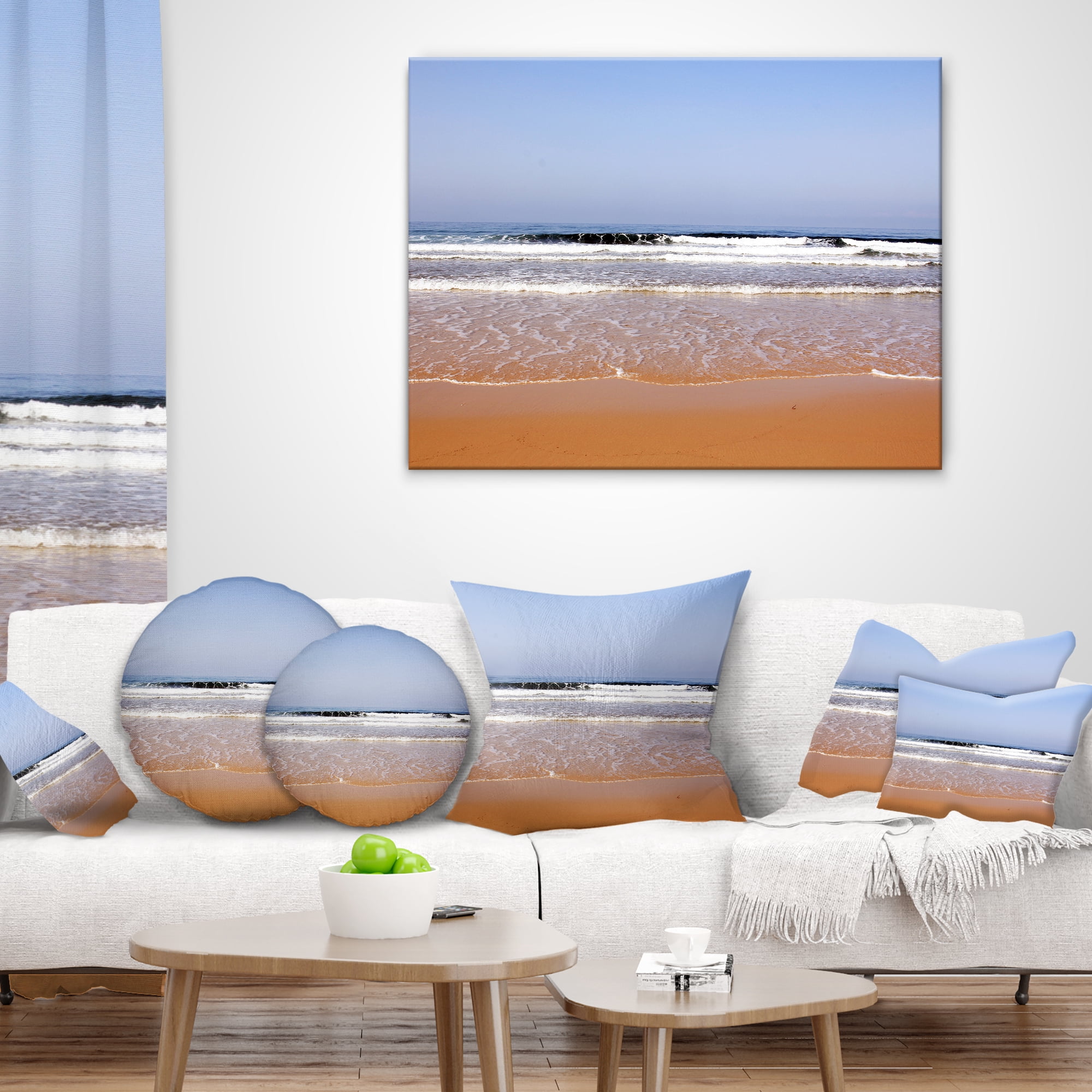 Designart Beautiful Sea and Beach Ashdod Israel - Seashore Throw Pillow - 18x18